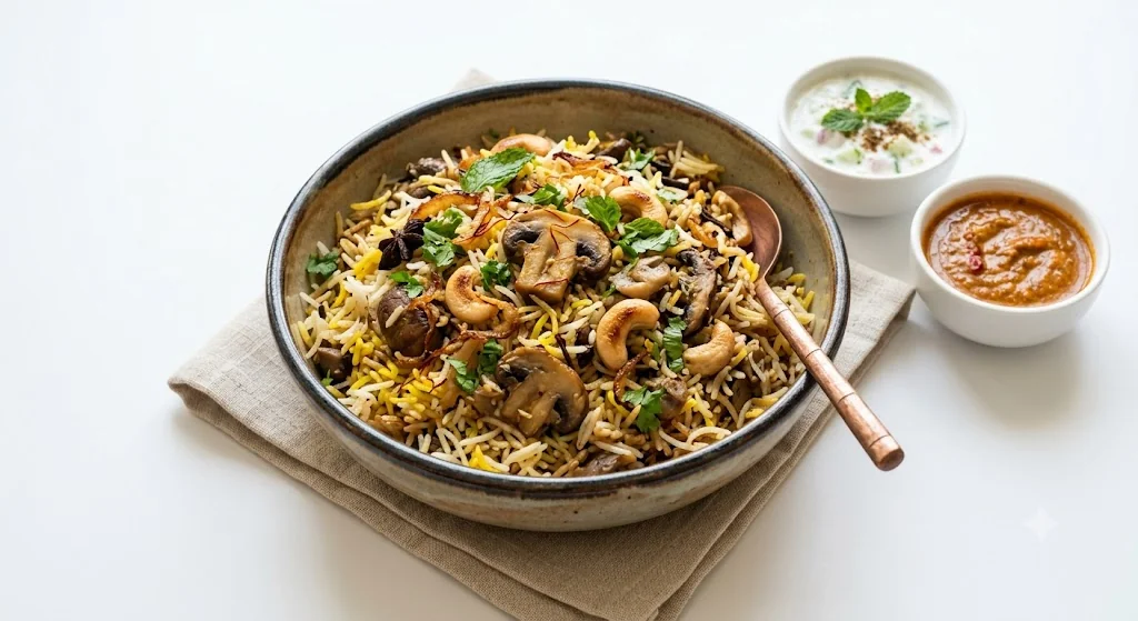 Mushroom Dum Biryani