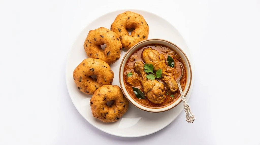 Garelu with Chicken Curry